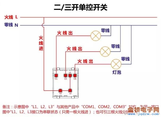 開關接線原理圖_單控雙控開關